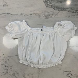 White Frilled Crop Top